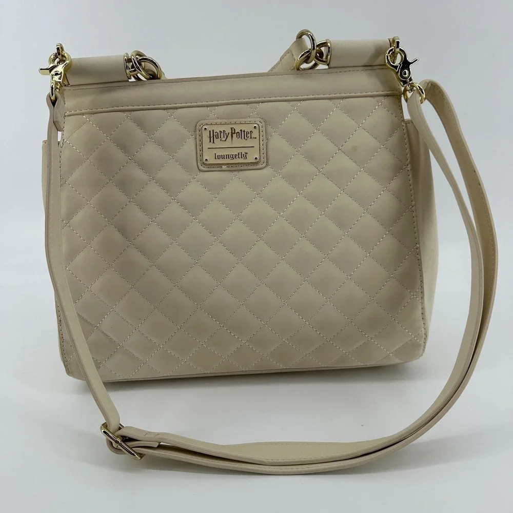 Loungefly Harry Potter Golden Egg Quilted Cream Satchel Crossbody Bag